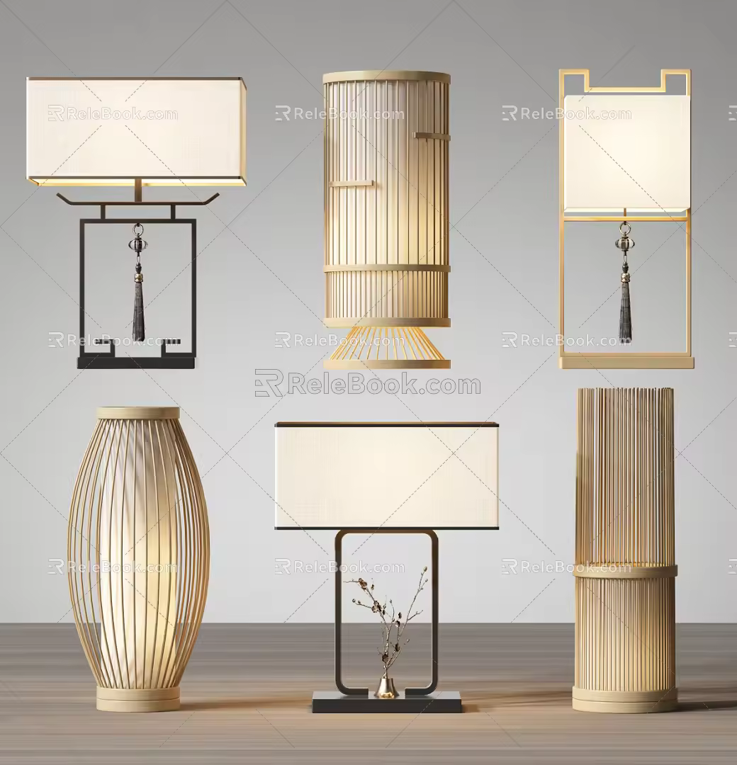 New Chinese Style Table Lamp 3d model