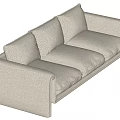 Modern Light Gray Fabric Multiseater Sofa with Sleek Design and Square Armrests 3d model