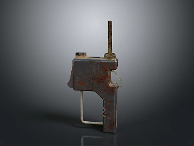 Vintage Rusty Metal Household Lighter With Long Rod And White Hose Design 3d model