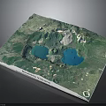 Realistic 3D Topographic Terrain Model Featuring Mountain Ranges And Blue Lakes 3d model