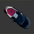 Blue Retro Sneakers With Pink White Accents And Side Logo Design