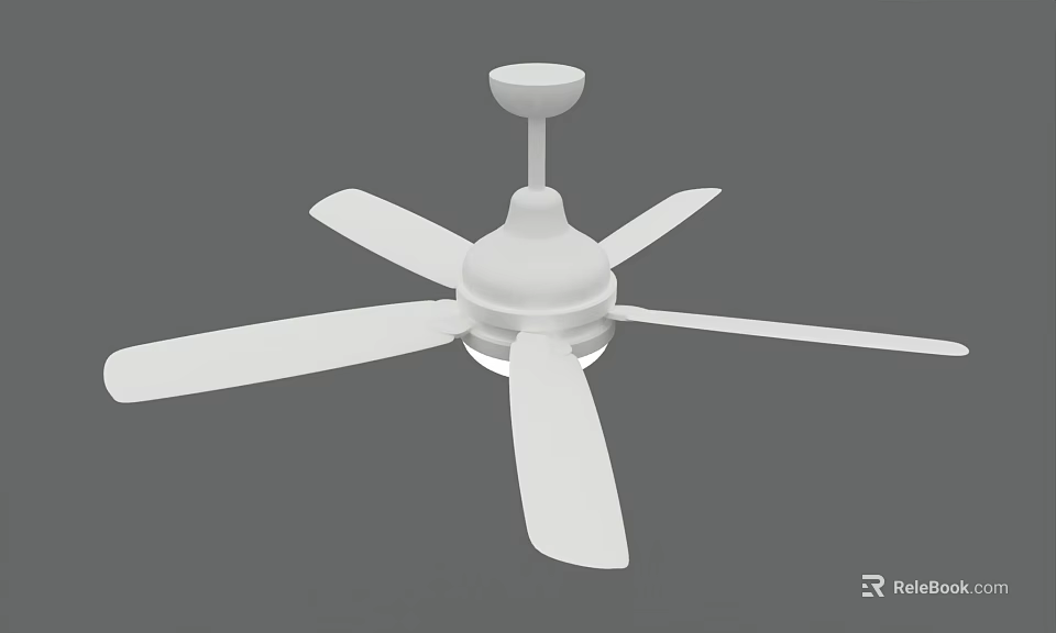 White Ceiling Air Conditioner Fan With Multiple Blades Modern Design For Home Cooling 3d model 