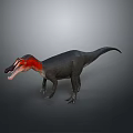 Realistic 3D Dinosaur Model With Red Head Gray Body And Open Mouth Against Gray Background