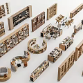Diverse Bookcase Designs With Various Shapes Shelving Units And Display Spaces 3d model