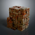 Irregular Stacked Brick Structure With Multicolored Bricks And Textured Surface Design