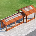 Wooden Pergola with Double Roof Lattice Panels and Bench Seating Under Blue Sky