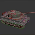 Metallic Military Tank With Armored Tracks Long Gun Barrel And Turret Design