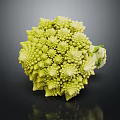 Fresh Green Romanesco Broccoli With Unique Spiral Pattern On Black Background 3d model