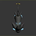 Black Creature Character With Blue Ears Red Eyes Yellow Star Tail And Leg Stripes