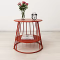 Modern Black Round Side Table With Metal Frame Two Tier Design And Decorative Items 3d model