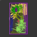 Natural Stone Wall Decor for Reptile Enclosure with Green Chameleon Branches and Plants