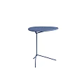 Blue Round Side Table with Textured Surface and Metal Three Leg Stand 3d model