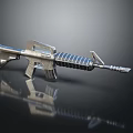 Silver Metal Modern Rifle Detailed Structure With Barrel Stock And Magazine