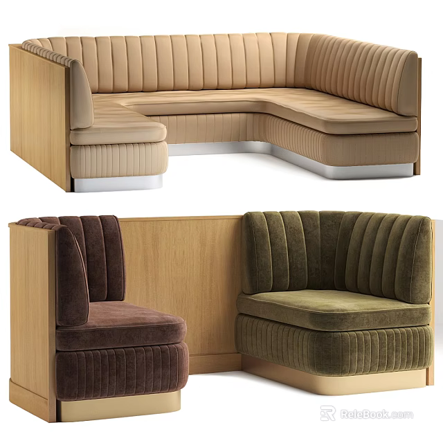 Modern Sectional Sofa With Various Colors Velvet Upholstery And Wooden Frame 3d model 
