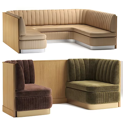 Modern Sectional Sofa With Various Colors Velvet Upholstery And Wooden Frame 3d model