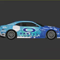 Blue Race Car With Oakley Daypatch HART Logos And Custom Livery Design