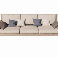 Modern Three-Seat Sofa Simple Multi-Person Wooden Sofa 3d model