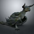 Detailed Scaled Horned Mythical Dragon Turtle Fantasy Creature