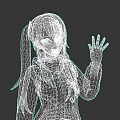 Game And Movie Character With Brown Twin Ponytails Red Eyes Black Coat And Waving Hand