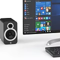 Modern Desktop Computer Setup With Large Monitor RGB PC Case Keyboard Mouse And Speakers