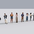 Group of Diverse People Standing in Casual Attire With Various Poses and Actions