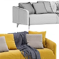 Light Gray Modern Sofa With Green Beige Cushions Soft Throw Blanket And Multiple Color Choices