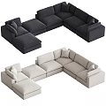 Modern Sectional Corner Sofa With Dark Gray And Beige Color Options And Plush Cushions Design