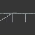 Modern Metal Grid Frame Structure With Lattice Roof And Wooden Staircase Design