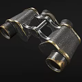 Vintage Antique Binoculars With Textured Metal Surface And Gold Silver Accents
