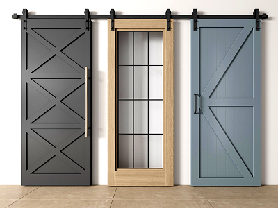 Modern barn door hanging door sliding door 3d model