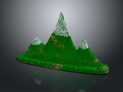 Weathered Green Mountain Shaped Garden Ornament With White Peaks And Natural Finish 3d model