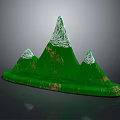 Weathered Green Mountain Shaped Garden Ornament With White Peaks And Natural Finish