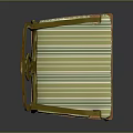 Elegant Armchair with Gold Frame Striped Cushion Carved Backrest and Armrests Design