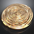 Golden Spiral Structure With Layered Metal Rings And Shiny Surface On Black Background
