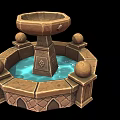Ornate Stone Garden Fountain As Landscape Water Feature With Spherical Decor And Intricate Base Design