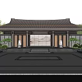 Traditional Japanese Residential Landscape With Water Feature Rock Garden And Pine Trees