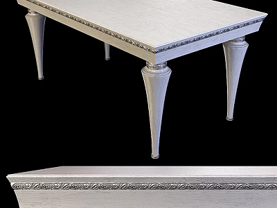 White Classic Dining Table With Intricate Carved Legs And Ornate Edge Design 3d model