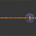 Warhammer Weapon With Orange Handle Purple Flame Sphere And Spiked Head
