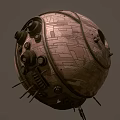 Spherical Industrial Machinery With Textured Surface And Multiple Circular Components