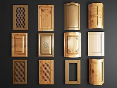 Various Wooden Cabinet Doors With Different Carved Patterns And Styles 3d model