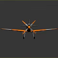 Vintage Fighter Airplane Model With Orange Gray Camouflage Wings And Propeller