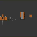 Orange Construction Machinery Set With Crusher Truck Barrels And Traffic Cones