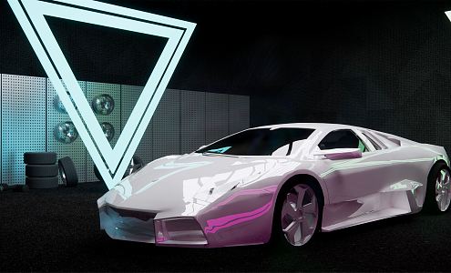 Modern sports car White Lamborghini 3d model