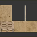 Wooden Corner Frame Structure Featuring Pallet Bench And Plank Construction 3d model