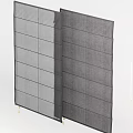 Stylish Gray Fabric Roman Shades With Grid Pattern For Home Window Decor 3d model