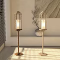Modern Floor Lamps With Wooden Stand And Glass Shade In Minimalist Room