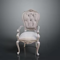 Elegant Classic Armchair with Tufted Backrest Carved Legs and Light Upholstered Seat