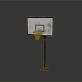 Rusty Basketball Hoop Featuring Weathered Backboard Net And Metal Pole Base Stand