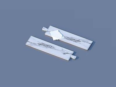 Decorative Natural Marble Textured Long Strips With White Folded Detail 3d model