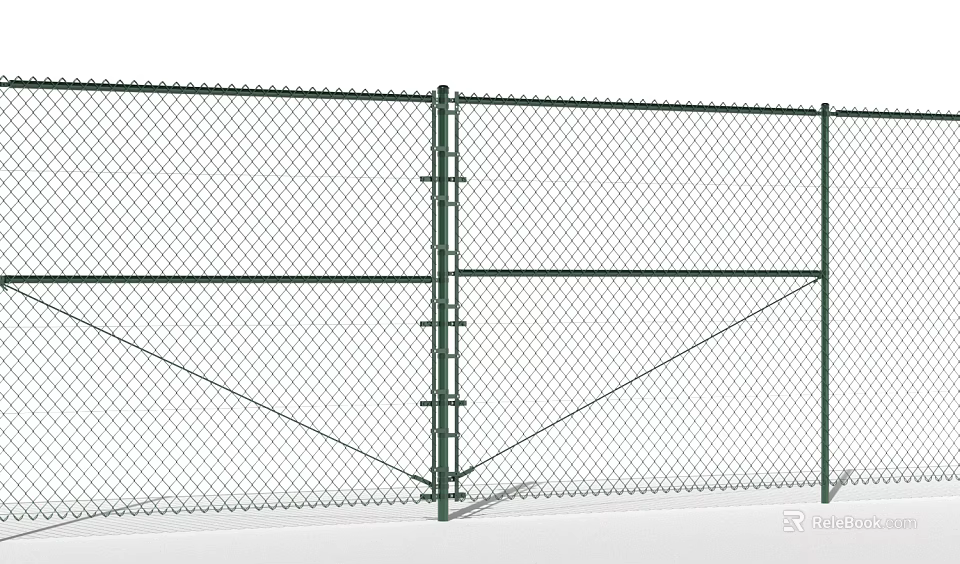 Green Steel Frame Chain Link Fence With Diamond Mesh Structure For Security 3d model 